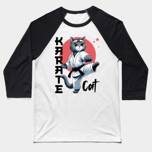Karate Cat Funny Kitty Sport Design Baseball T-Shirt